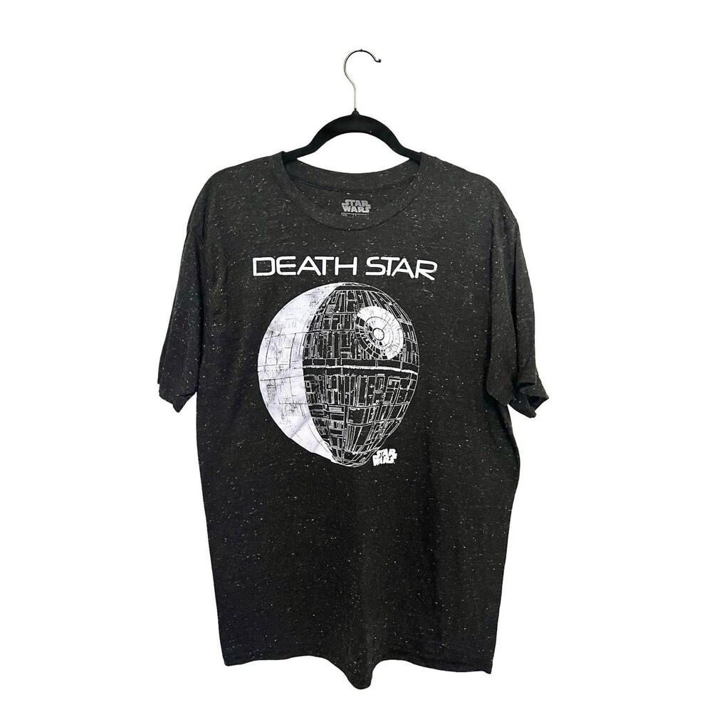 Star Wars Death Star Graphic T-Shirt XL Black Speckled Tee Disney Movie Adult